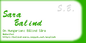 sara balind business card
